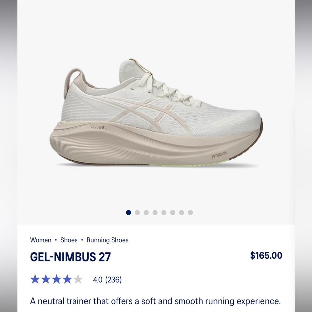 ASICS Gel-Nimbus 27 Running Shoe - IN BOX - worn twice!